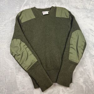 USMC Commando Wool Military Sweater USA Olive Green Elbow Patch Combat Knit 42